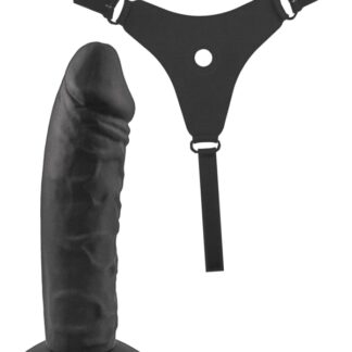 Commander Silicone Harness and Realistic Dong - Black