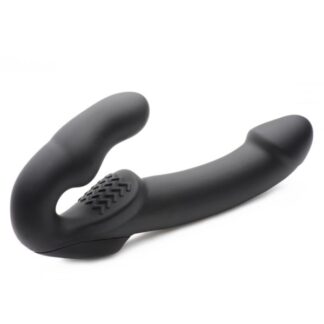 Evoke Rechargeable Vibrating Silicone Strapless Strap-On - Black