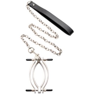 Master Series Vagina Tugger Labia Clamp with Leash - Black