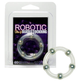 Seven Creations Ultra Fit Penis Ring With Metal Beads - Clear