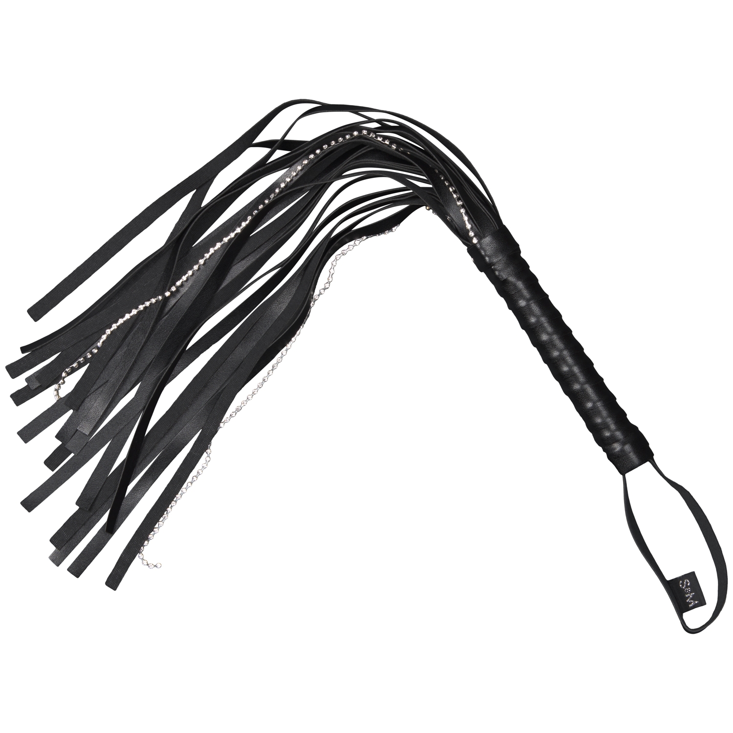 Sex & Mischief Crystal Whip Flogger 23.8 inches - Black