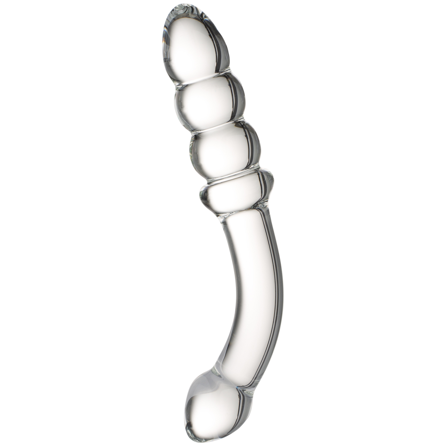 Sinful Ribbed Glass Dildo - Clear