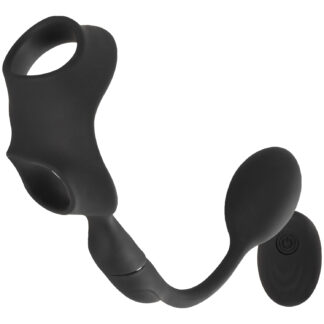 You2Toys Rebel Men's Gear Penis Ring with Remote-controlled Butt Plug - Black