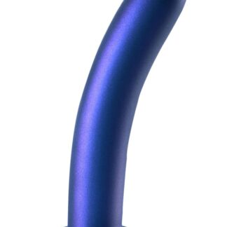 Ouch! Smooth Silicone G-Spot Dildo - 7" - Metallic Blue