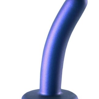 Ouch! Smooth Silicone G-Spot Dildo - 5" - Metallic Blue
