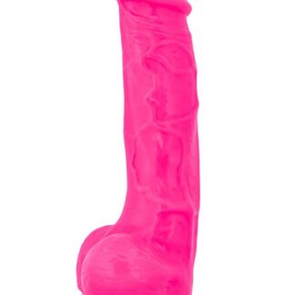 Neo - 7.5" Dual Density Cock with Balls - Neon Pink
