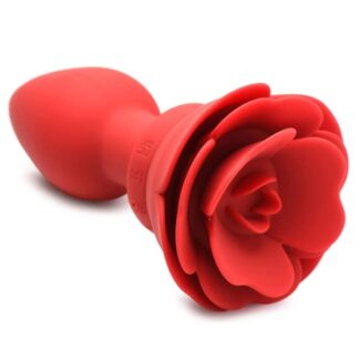 28X Silicone Vibrating Rose Anal Plug with Remote - Large