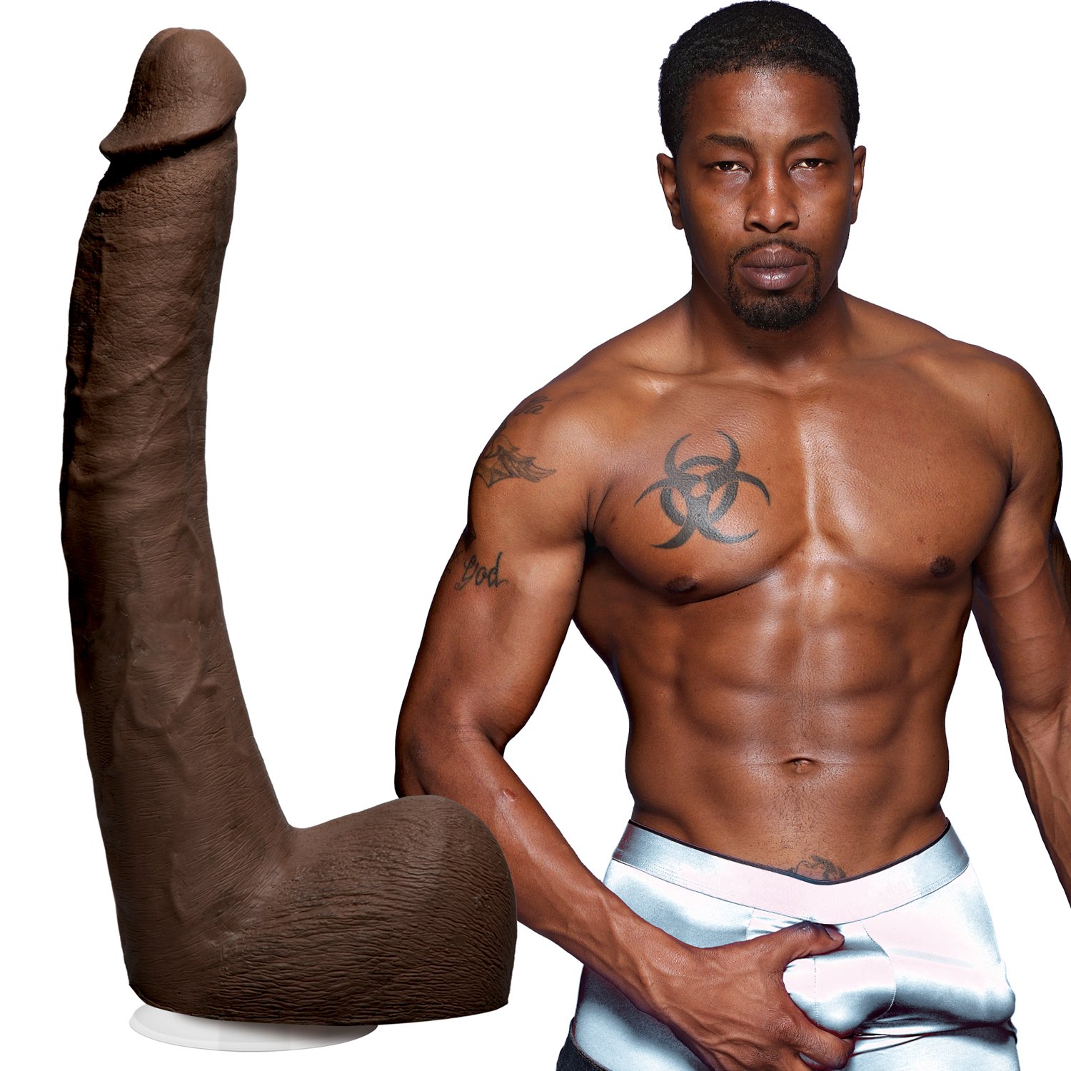 Doc Johnson Signature Penises Isiah Maxwell UltraSkyn Dildo 10.2 Inch - Brown