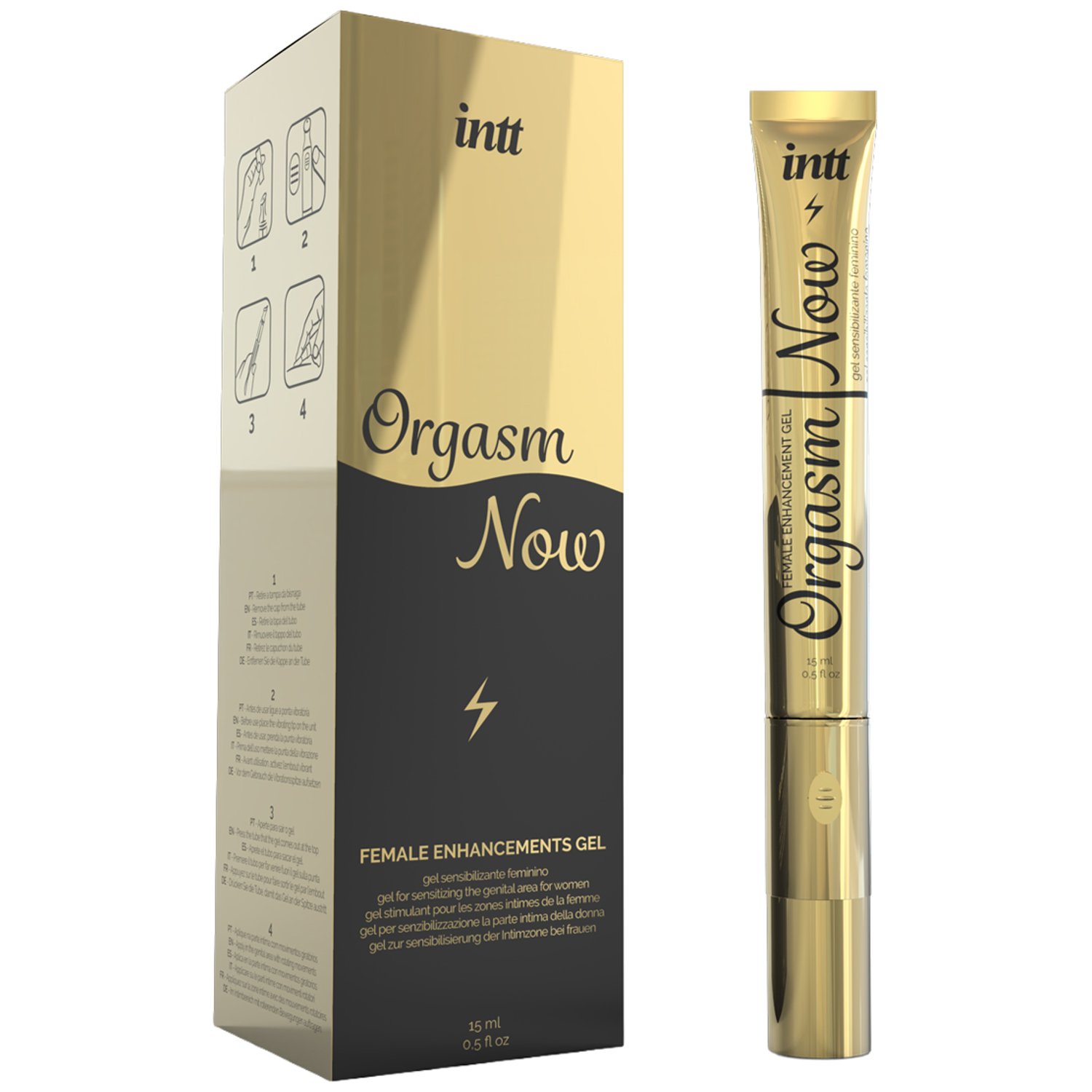 Intt Orgasm Now Stimulating Gel with Vibrating Applicator - Gold