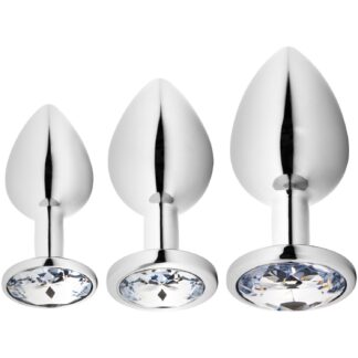 Sinful Jewel Metal Butt Plug Set - Silver